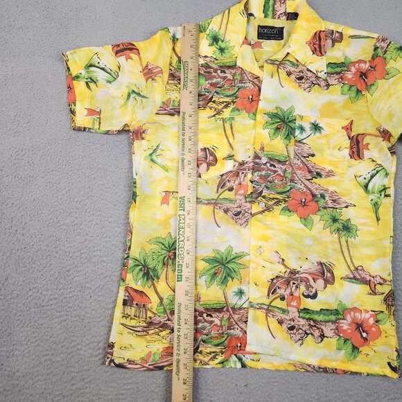 Vintage Hawaiian Fish Tropical Palm Trees AOP Button Down Shirt Men's Medium - Picture 3 of 8